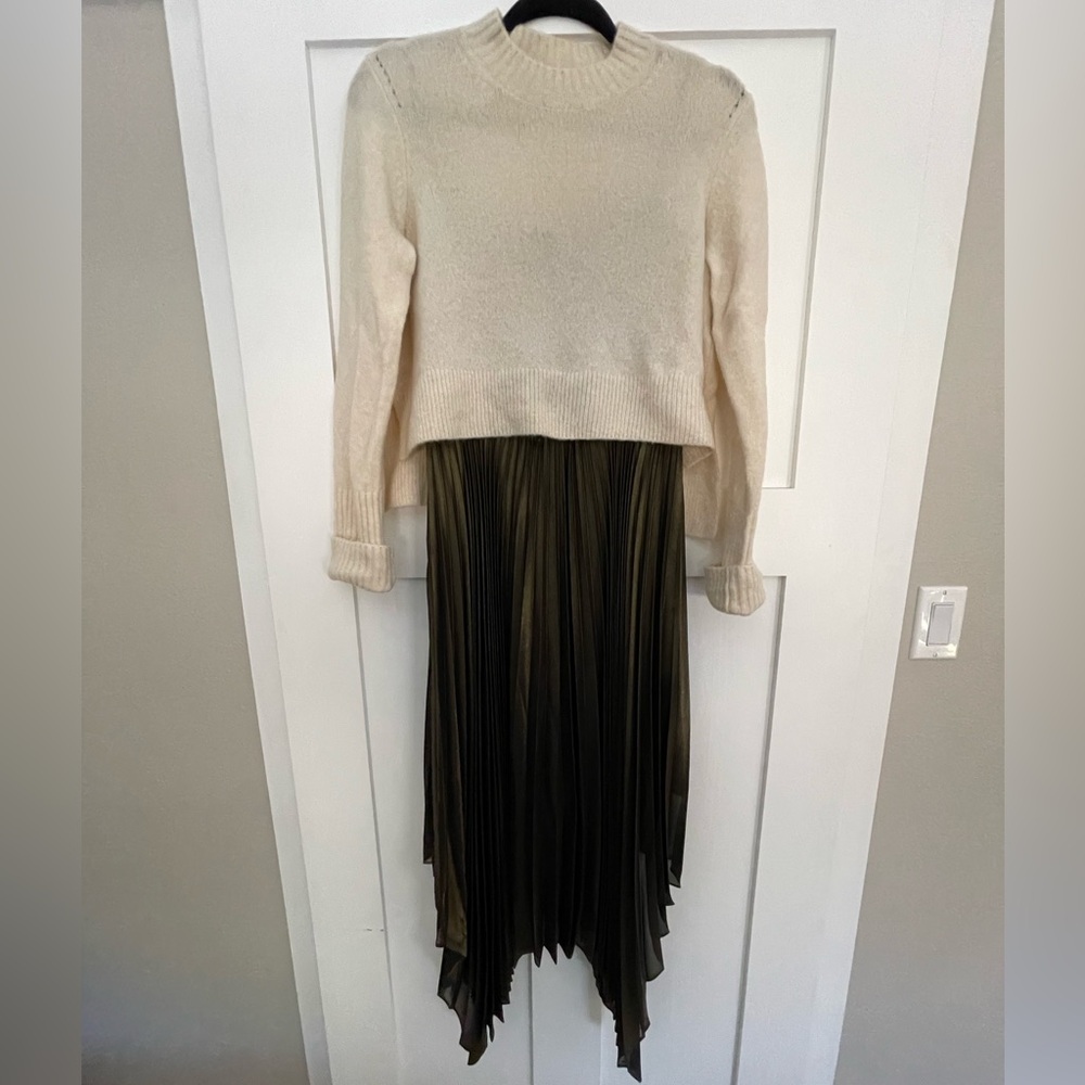 Allsaints army green slipdress and sweater